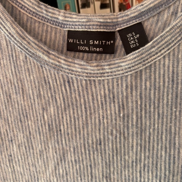 Willi Smith Blue White Striped Linen Tank Size Small - Picture 3 of 5